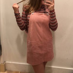 pink corduroy overall dress